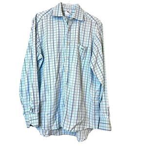 Lacoste Blue and White Checkered Casual Button Down Shirt